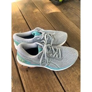 Asics GT-2000 8 Running Shoes Gray Teal Comfort‎ Athletic Womens Size 8